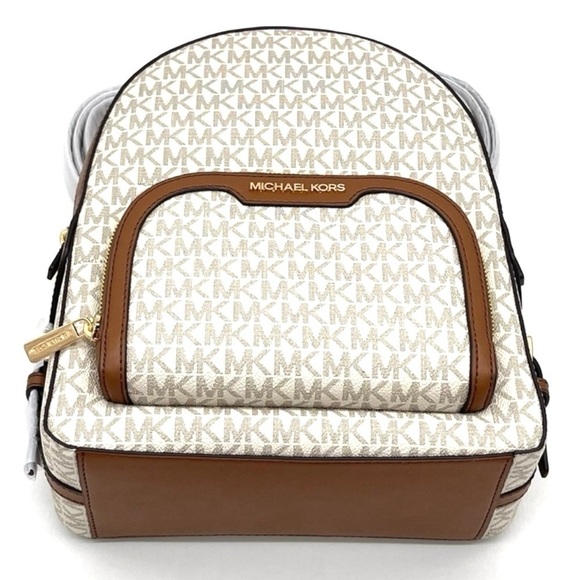 Michael Kors Jaycee Medium Zip Packet Backpack Vanilla/Brown - Picture 5 of 11